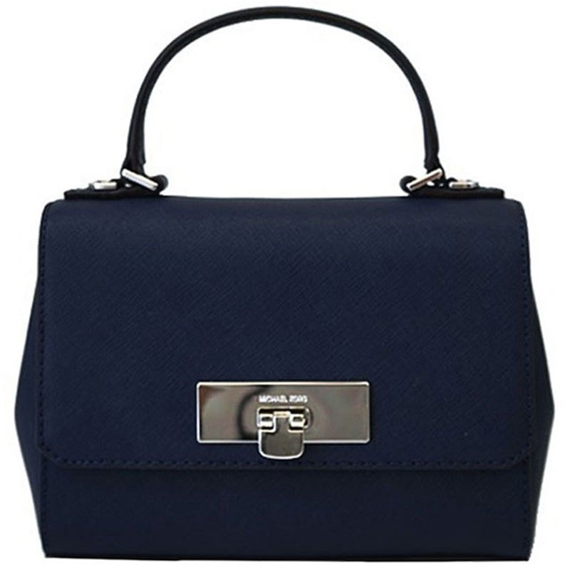 Michael Kors 迈克·科尔斯 迷你Callie 系列斜跨单肩包 MK女包 海军蓝银色五金