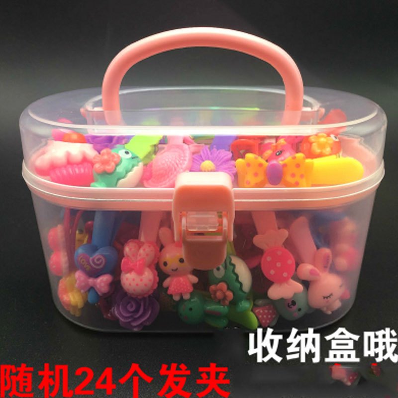 韩版儿童发夹发饰品女童发圈头饰宝宝发卡小女孩扎头发橡皮筋简约小清新四季可用婴童头饰 随机24个不同发夹S盒子