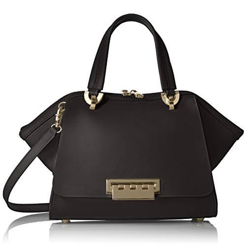 Zac Posen 扎克·珀森 Eartha Iconic系列女士小号牛皮耳朵包双手把手提斜挎包ZP1519 黑色淡金扣
