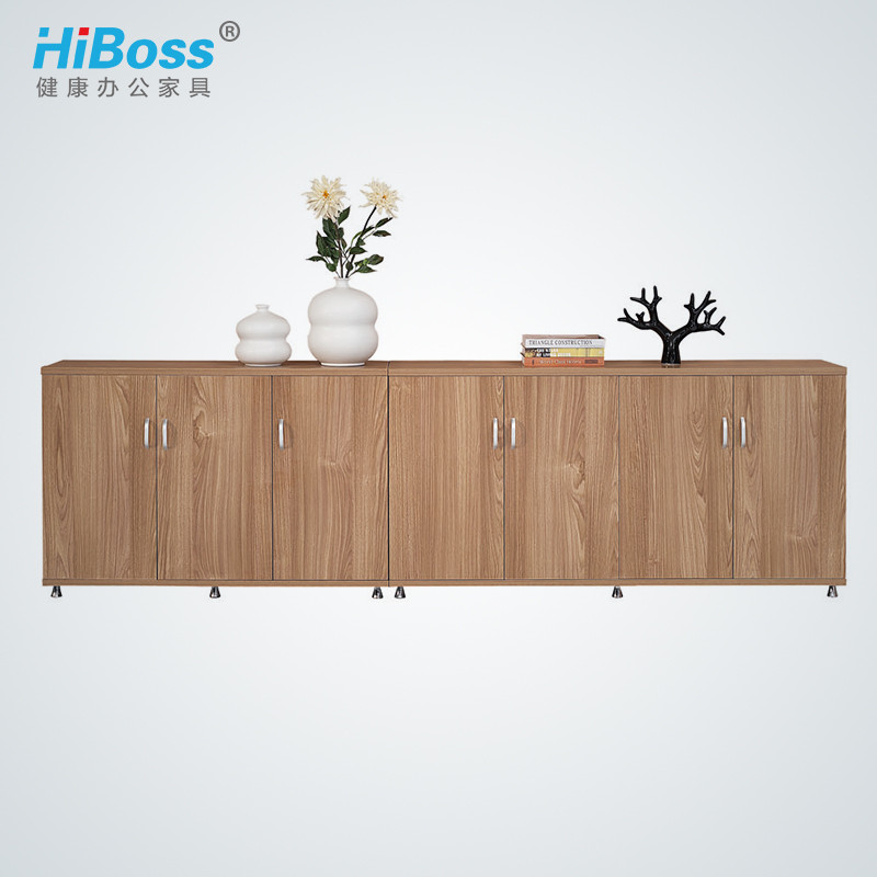 HiBoss办公家具文件柜矮柜木质储物柜办公室收纳柜资料柜茶水柜书柜 三门四门组合矮柜：W2800*D400*H810