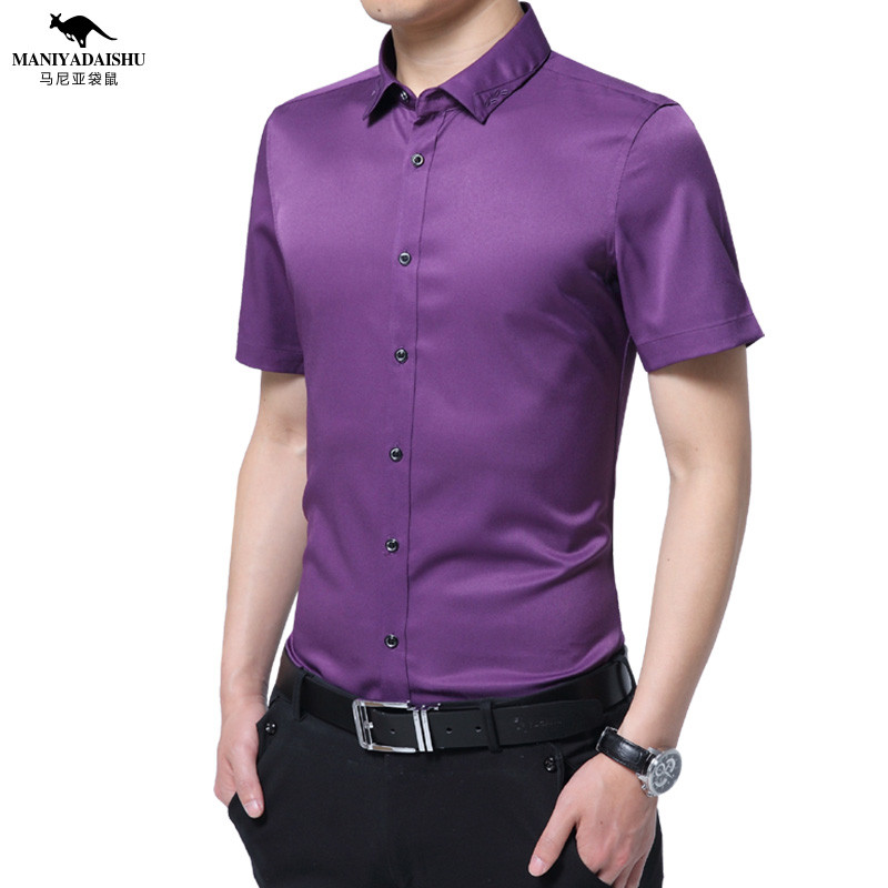男士绅士轻奢衬衫 JC7020紫色 2XL
