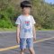 男童夏装2018新款套装小童中童夏天宝宝短袖两件套可爱卡儿通童夏季服装婴童童装 140cm 白色[小熊]