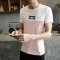 男士短袖T恤打底衫潮流上衣服韩版半袖男装 2XL 浅粉