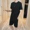 夏季男士体恤潮流休闲运动套装韩版五分裤 2XL 黑色