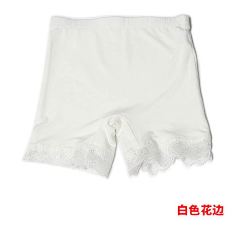 女童夏儿童中大童小孩女孩打底内裤加裆薄款短裤可爱简约家居休闲3-11周岁以上女孩打底裤 150cm(150码(建议身高140-155cm)) 白色花边