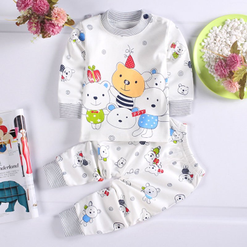 童装儿童内衣套装宝宝秋衣秋裤0-1-2-3-4-5婴幼儿衣服卡通可爱男女宝宝夏季空调服套装 100cm65码 5只小熊男【偏小一码】