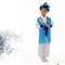儿童古装书生书童服男女童汉服演出服幼儿小朋友国学服装三字经表演服通用套装简约婴童套装 130cm 玫红色