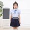 儿童演出服表演服男童女童两件套上衣衬衫短期短裤夏季套装六一儿童节演出服装婴童套装 130cm 女款