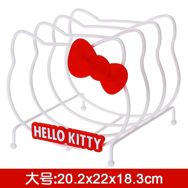 Hellokitty厨房置物架304不锈钢厨房用品多功能收纳架可爱砧板架 红色蝴蝶结-白色金属大号