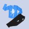 男童拉丁舞练功服男孩六一儿童演出服装幼儿园小朋友舞蹈表演服通用套装简约婴童套装 2XL身高120-130cm 圆领湖蓝长袖+舞字长裤
