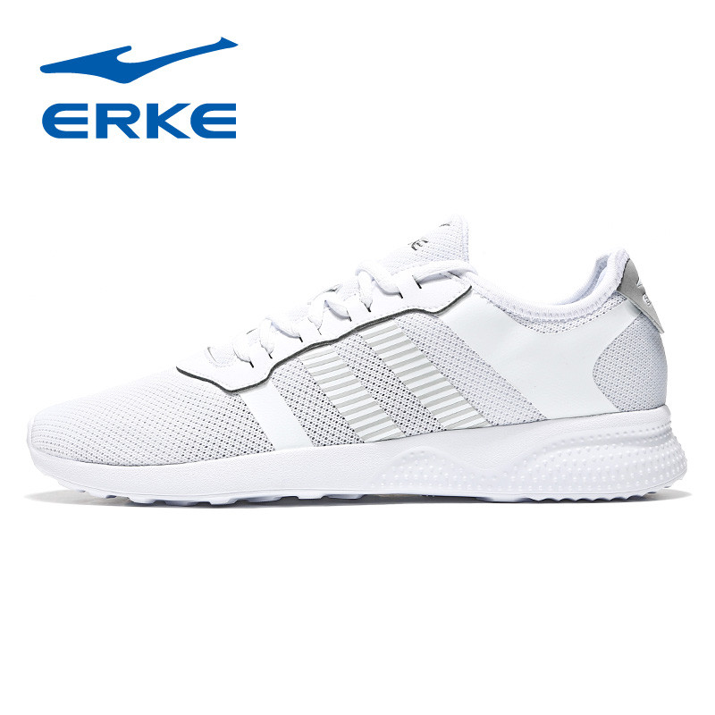 鸿星尔克（erke）2018新款夏季男士透气网面轻便跑步鞋运动鞋51118202093 正白 44码