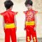 六一儿童武术服演出服打鼓表演服装幼儿园小朋友表演服幼儿秧歌服装通用套装简约婴童套装 100cm 黄色短袖女款