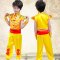 六一儿童武术服演出服打鼓表演服装幼儿园小朋友表演服幼儿秧歌服装通用套装简约婴童套装 100cm 黄色短袖女款