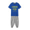 adidas阿迪达斯男童套装透气休闲运动服CW0416. 128 CW0417上装：蓝色下装：中麻灰