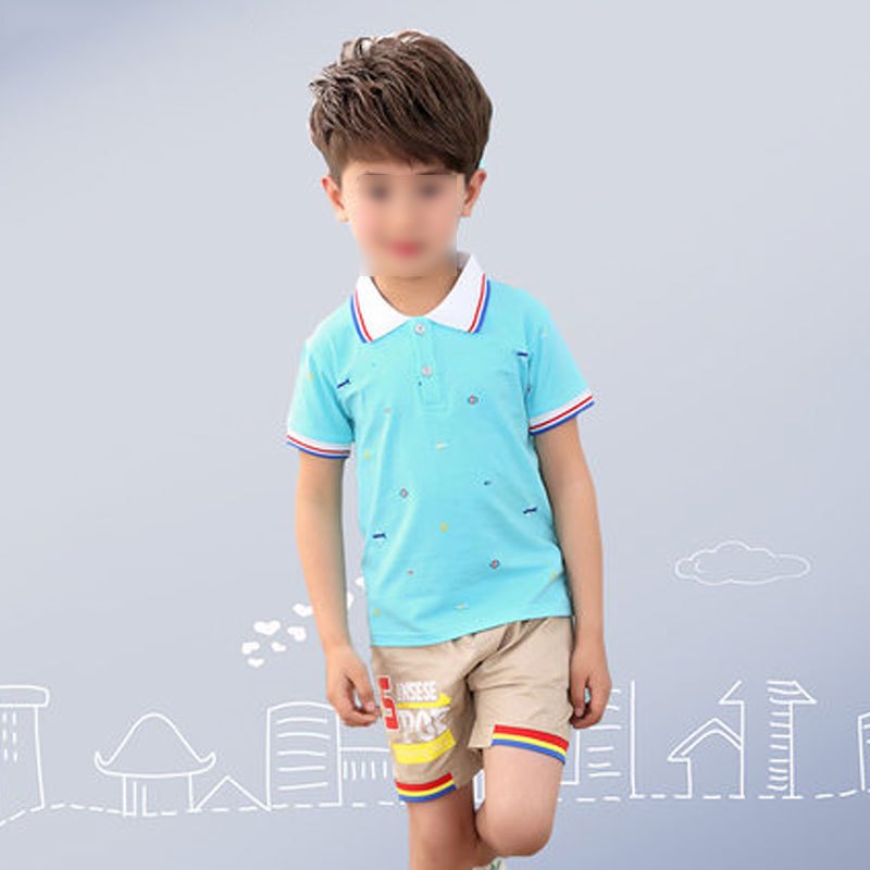幼儿园小朋友夏装男女童儿童套装短袖夏季中小学演出服通用婴童套装简约小清新小孩套装 100cm(100码建议身高80-90) 男蓝05