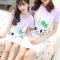 夏季儿童女童睡裙连衣裙短袖亲子母女睡衣薄款女孩中大童卡通可爱夏季薄款家居服 110码建议身高100cm+V 大脸猫紫玉