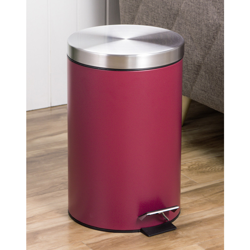 欧润哲 12升红色圆形静音垃圾桶 100824 红色