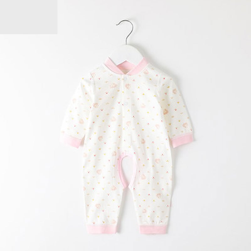 婴儿衣服春装新生儿开档哈衣冬季睡衣宝宝连体衣春秋家居服简约小清新婴童小孩子连体家居服 59cm(59码【推荐身高55-61cm】) 开档-松鼠红