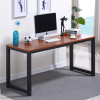 质凡电脑桌台式家用书桌办公桌人造板桌子简约现代卧室书桌 柚木色黑架子