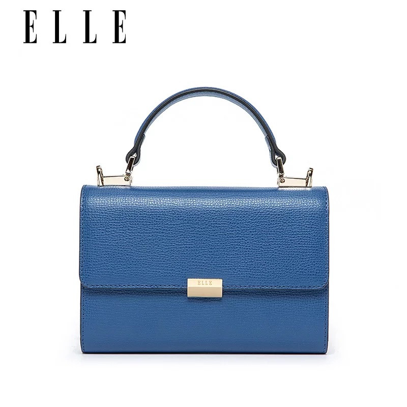 ELLE（她）2018年新款女包 牛皮挎包62140 单肩包斜挎小包 女 手机包迷你手提包女包包 专柜热卖款 蓝色