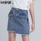 Lagogo2018夏季新款时尚半裙小清新短裙高腰裙子女牛仔半身裙女_1 155/S/36 靛蓝色（N0）