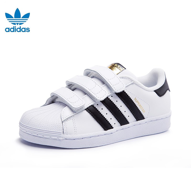 Adidas阿迪达斯童鞋夏季新款三叶草贝壳头休闲板鞋运动鞋-B26070 黑色 28