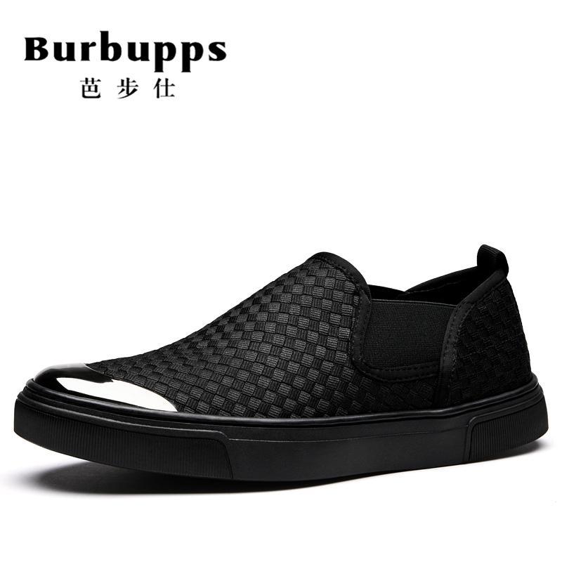 法国品牌芭步仕(Burbupps)夏天布鞋男士韩版透气一脚蹬懒人百搭潮流夏季休闲鞋板鞋男帆_1 黑色1T8D0162 43码