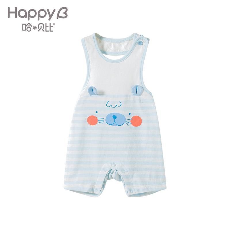 哈贝比（happyB）婴儿肚兜纯棉宝宝护肚围新款夏季新生儿护肚脐围 59(0-3月) 粉蓝色