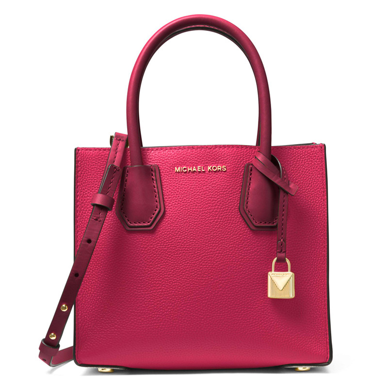 MICHAEL KORS 迈克·科尔斯 Mercer 新款 皮革 欧美时尚 敞口小号手袋手提包 女30S7GM9M2L 蔓越莓红拼粉