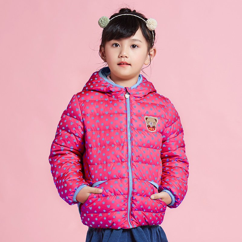 千仞岗童装女童羽绒服2018冬季儿童加厚保暖修身韩版外套新20832 140cm 929玫红