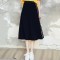 韩都衣舍2018新款女装夏装韩版黑色松紧腰中长裙半身裙CQ7867莀 L 黑色