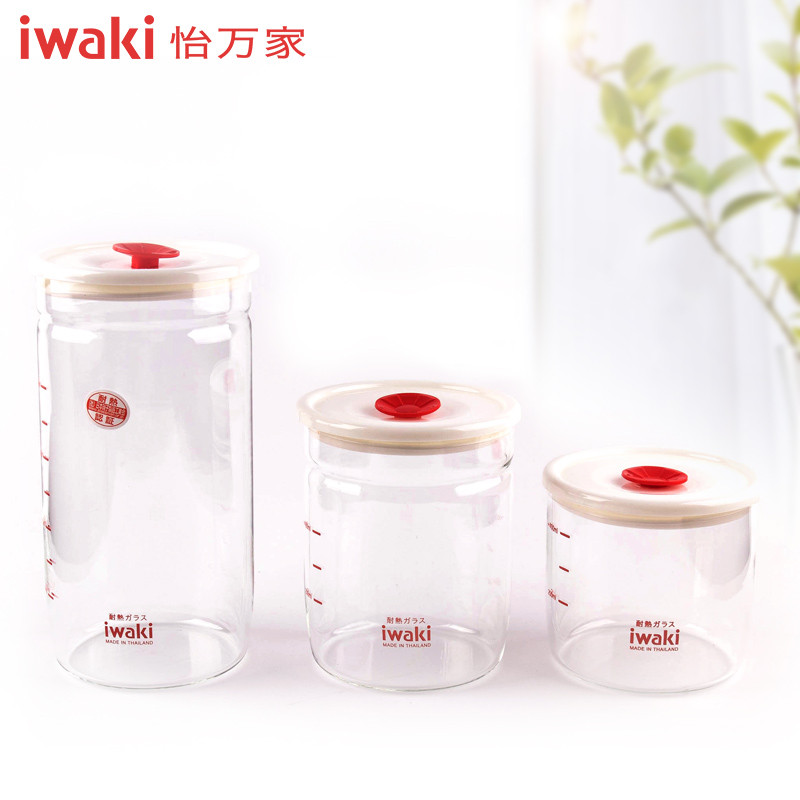 TCMPR-3R1C怡万家iwaki耐热玻璃 超清透密封罐三件套 -（白色上盖）