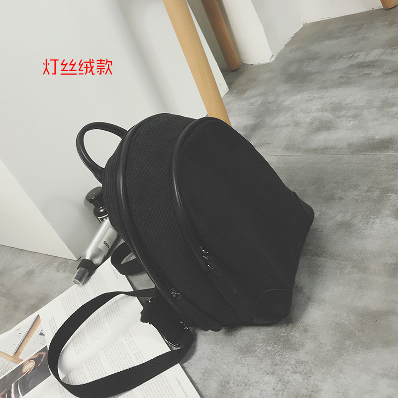 韩版2018新款牛津布撞色小双肩包女校园百搭学生书包旅行小背包潮_5 灯丝绒黑色