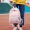 原宿风灯芯绒双肩包女韩版学院风帆布书包中学生简约ulzzang背包_6 灰色送零钱包+小熊