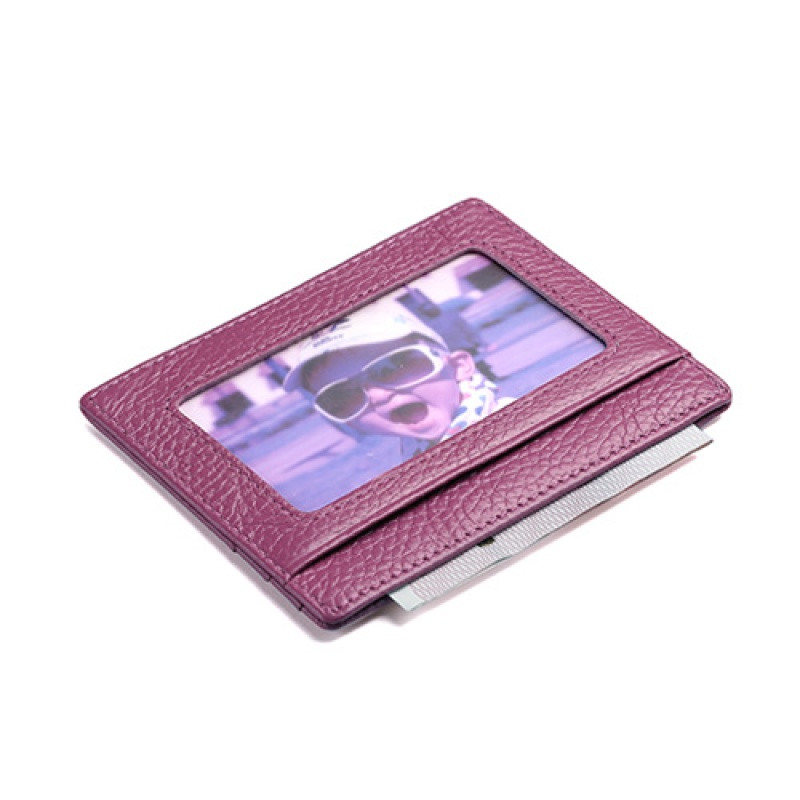 超薄小卡包女可爱公交卡套韩国男士简约真皮卡夹迷你信用卡片包_7 粉色带窗版