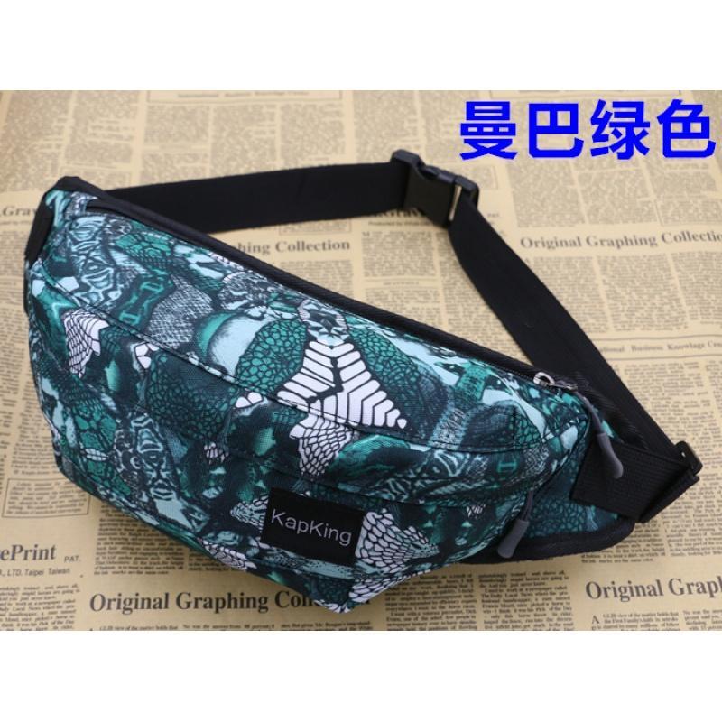 男士时尚潮流腰包胸包休闲男生帆布户外运动单肩斜挎包迷彩死飞包_2_9_1 绿色曼巴绿