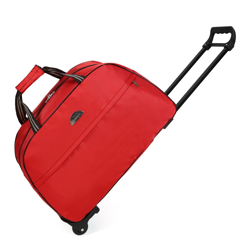 短途旅行包拉杆包手提行李箱包男女旅游旅行袋登机箱包手拖_13 红色拉杆包