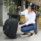 短途旅行包拉杆包手提行李箱包男女旅游旅行袋登机箱包手拖_13 黑白条纹(拉杆包)