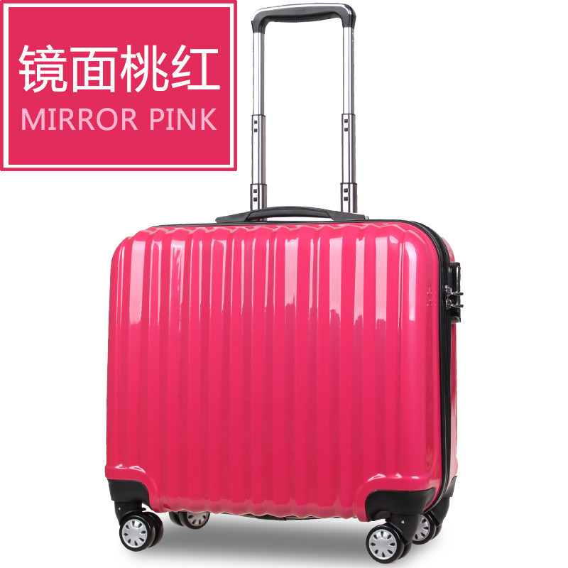袋鼠万向轮拉杆箱PC登机箱14寸寸旅行箱男女行李箱玫瑰金防刮 14寸 桃红色