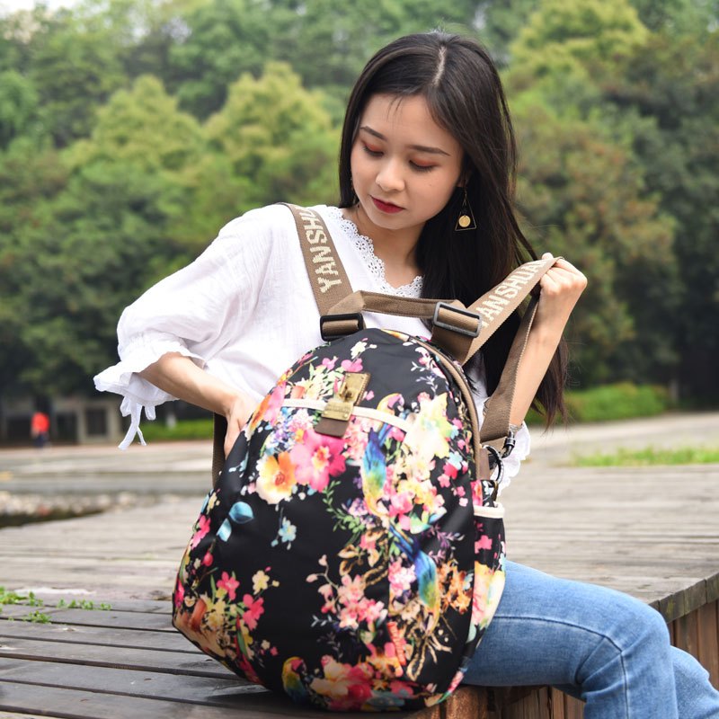 阎双女包双肩背包旅行包女帆布布艺复古风学生书包学院风2093_6 鹦鹉