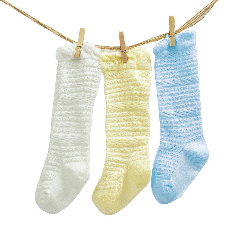 青莓【3双装】婴儿男女童宝宝长筒袜纯棉中筒新生儿童袜子0-6个月1-3岁 1-3岁（L） 3双装组合11/白+黄+蓝