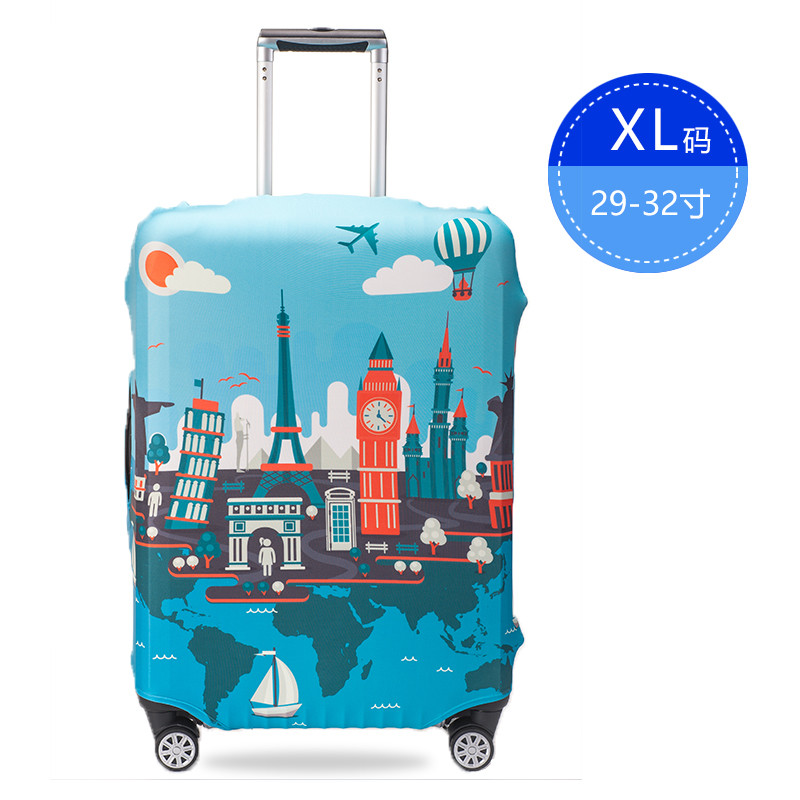 适用新秀丽/美旅/ito拉杆箱保护套旅行箱套行李箱套20/24/26/28寸_1 默认尺寸 蓝色城市【XL码】29-32寸