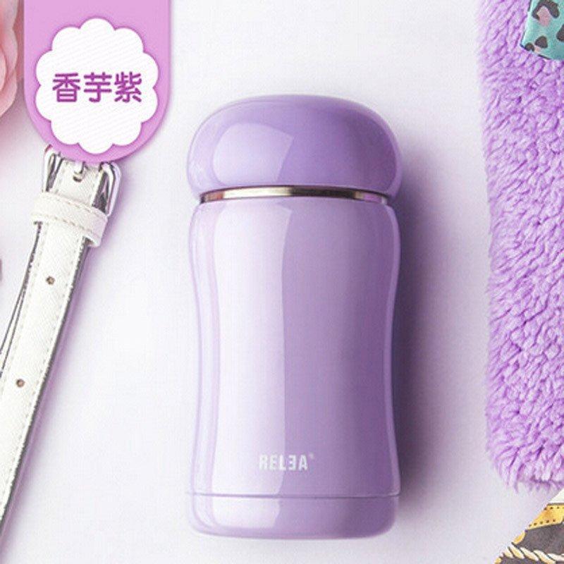 物生物(RELEA)保温杯不锈钢水杯创意可爱水杯子男女士学生儿童泡茶杯 香芋紫