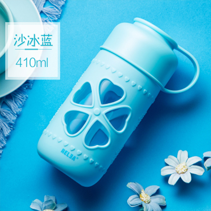 物生物哈尼玻璃杯便携水杯创意可爱男女学生随手杯子耐热车载茶杯. 蓝色