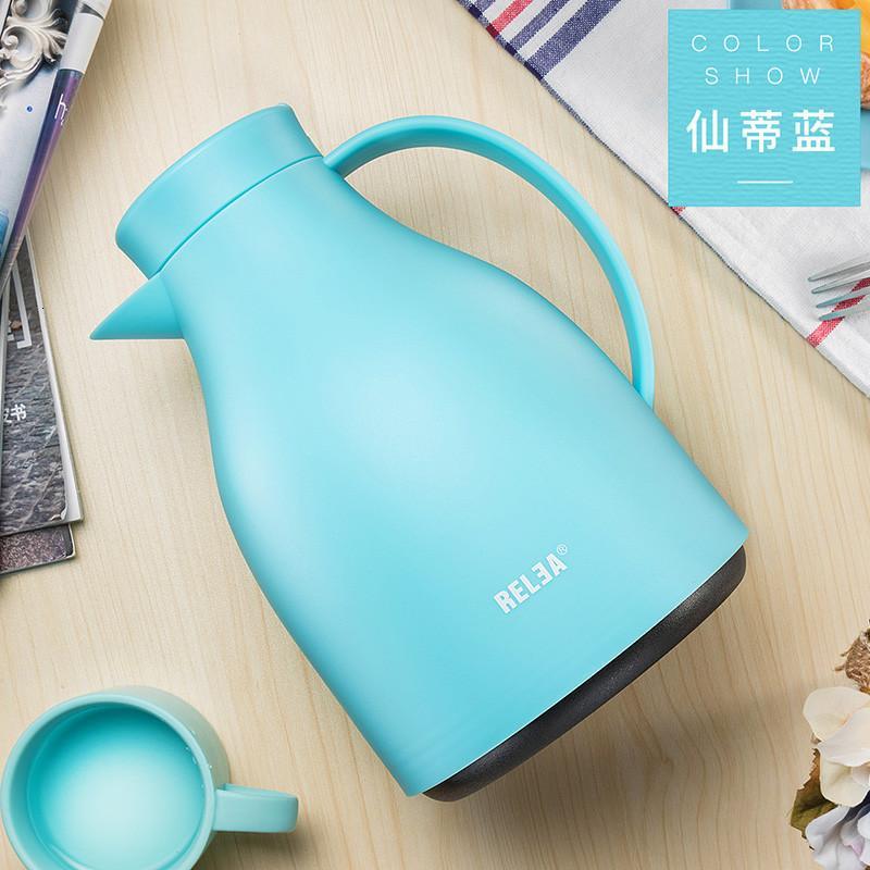 物生物(RELEA)荧彩家居保温壶玻璃内胆家用暖壶水壶大容量暖热水瓶1.5L_1_2 慕莎壶【1.4L蓝色】