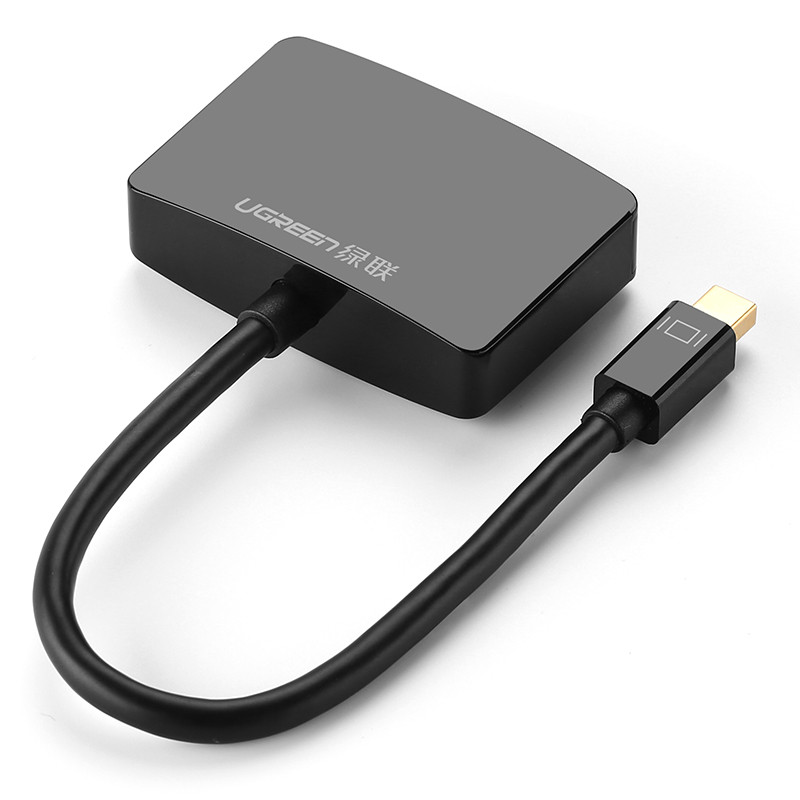 绿联ugreen mini dp转hdmi/vga二合一转换器 迷你dp雷电接口电脑电视