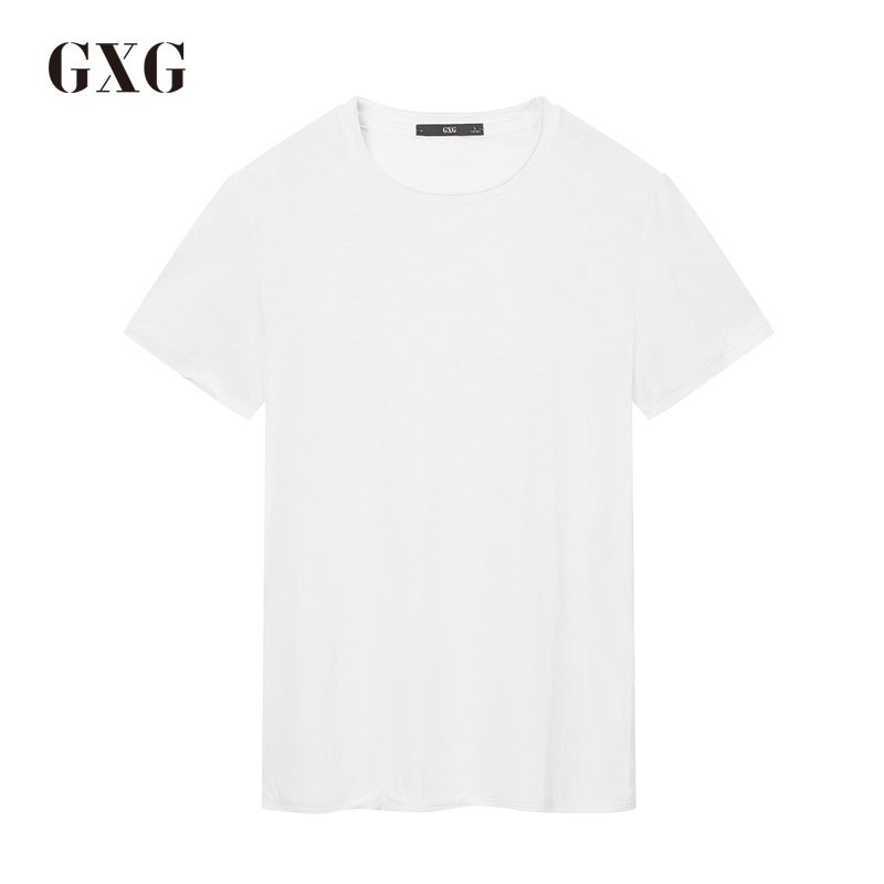 GXGT恤男装夏季男士时尚都市潮流白色修身圆领短袖T恤_1 185/XXL 白色