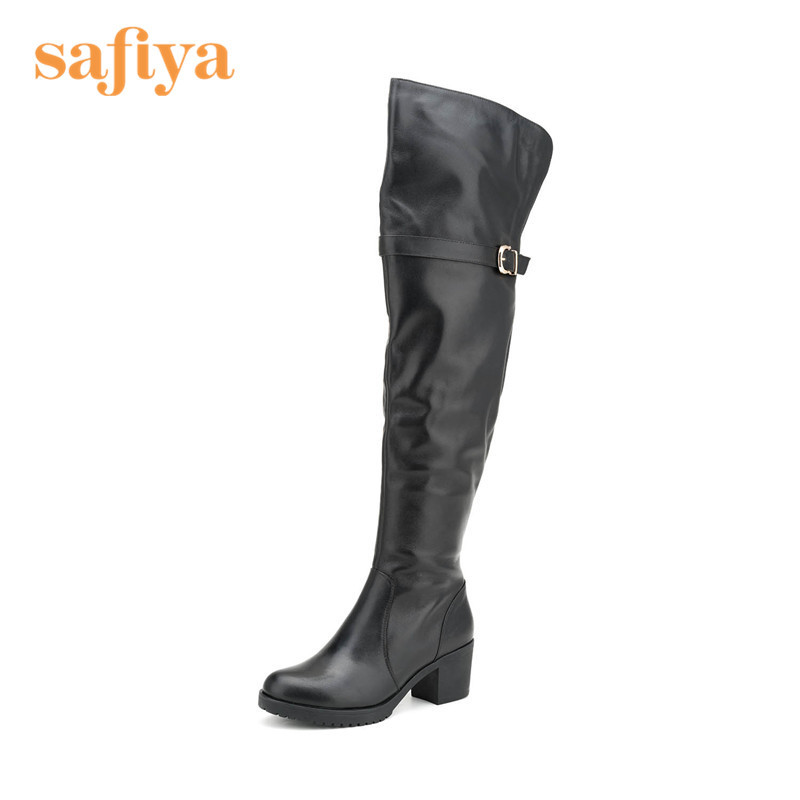 索菲娅Safiya牛皮圆头中跟拉链金属扣深口女鞋SF54118611 黑色 37