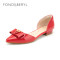 Fondberyl/菲伯丽尔漆皮蝴蝶结中空尖头低跟女单鞋FB62112834 红色 36