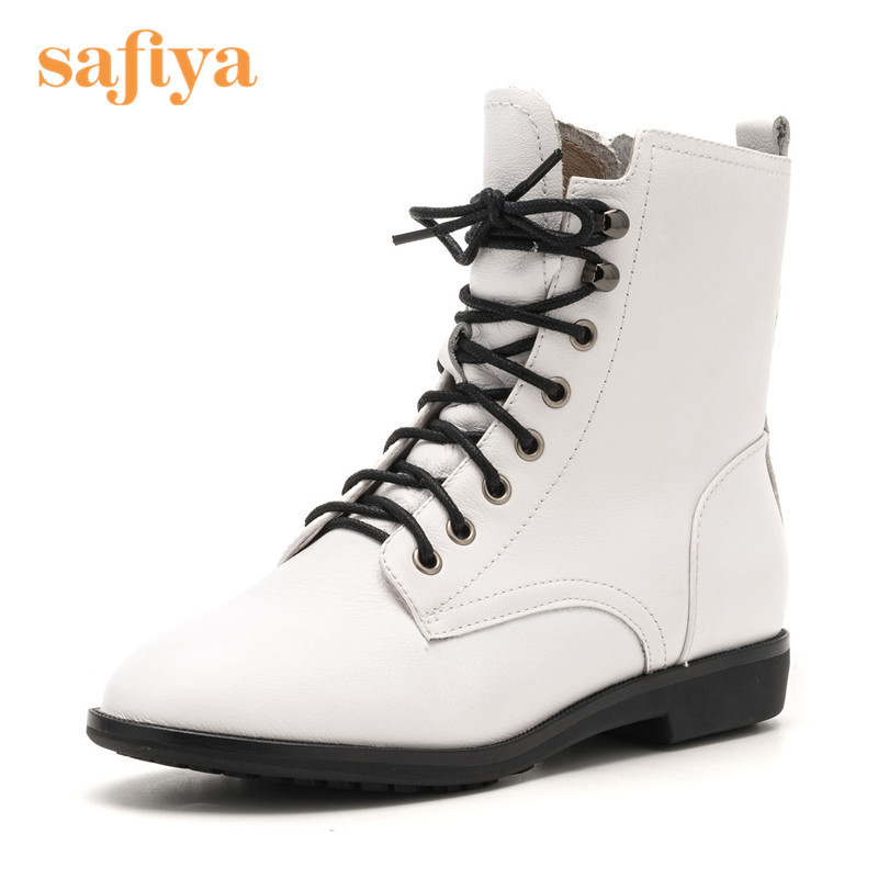 索菲娅Safiya油腊牛皮圆头低跟系带交叉绑带深口女鞋SF64116027 白色 35